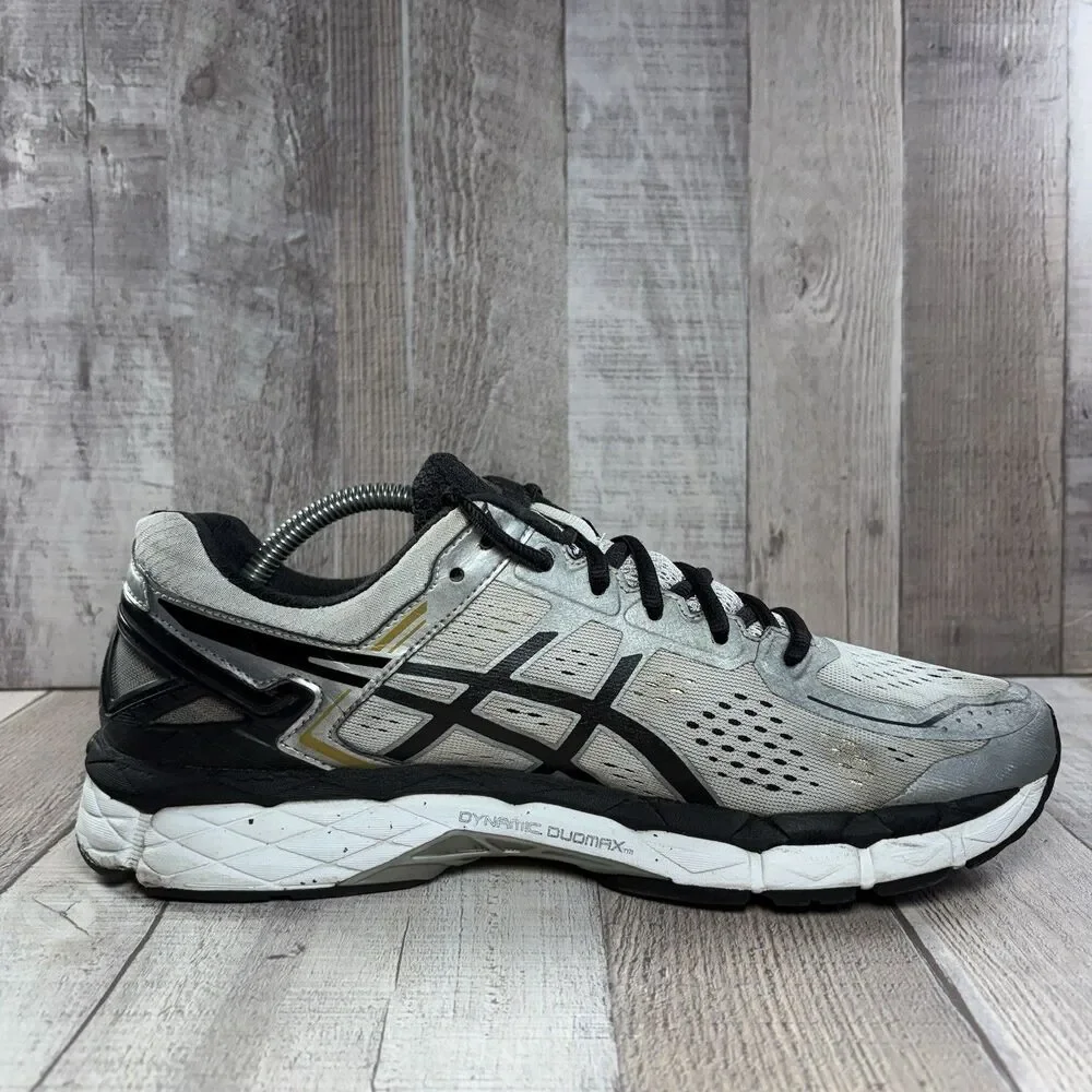 Asics GEL Kayano 22 Men's Size 10 Running Shoes Sneakers Silver Black Gold T547N